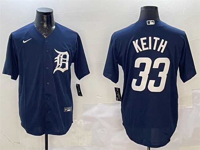 Mens Detroit Tigers #33 Colt Keith Navy Cool Base Stitched Jersey